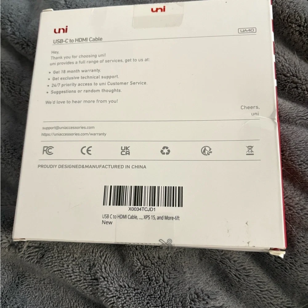 Red and White 6FT Charging Cable
